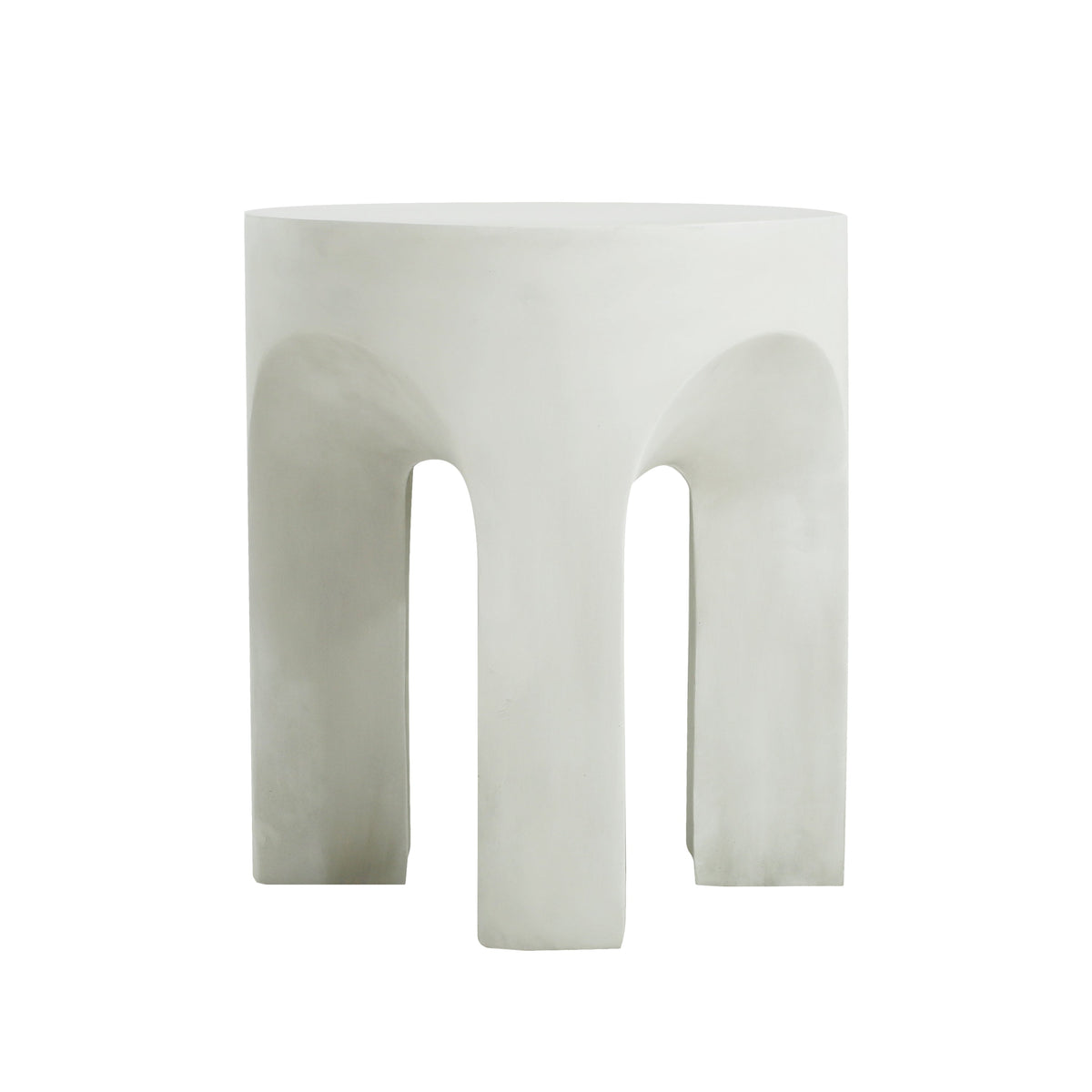 Outdoor Round Top Side Table with Lightweight Concrete Construction - Antique White, photo 11 of 11