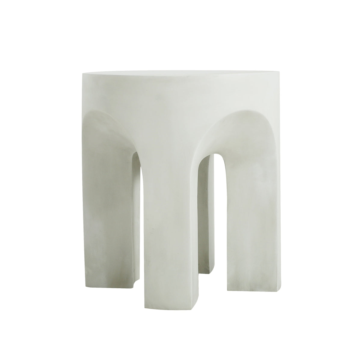 Outdoor Round Top Side Table with Lightweight Concrete Construction - Antique White, photo 3 of 11