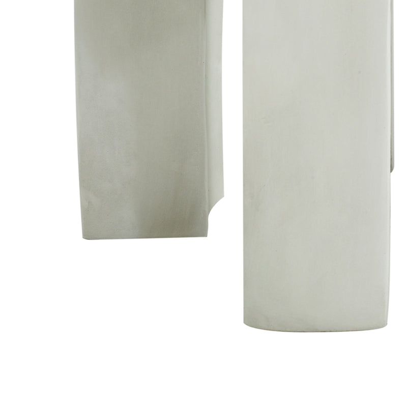 Outdoor Round Top Side Table with Lightweight Concrete Construction - Antique White, photo 4 of 11