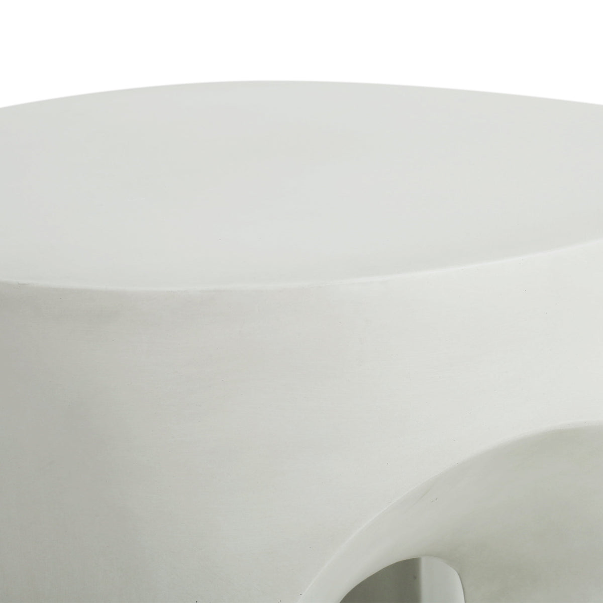 Outdoor Round Top Side Table with Lightweight Concrete Construction - Antique White, photo 6 of 11