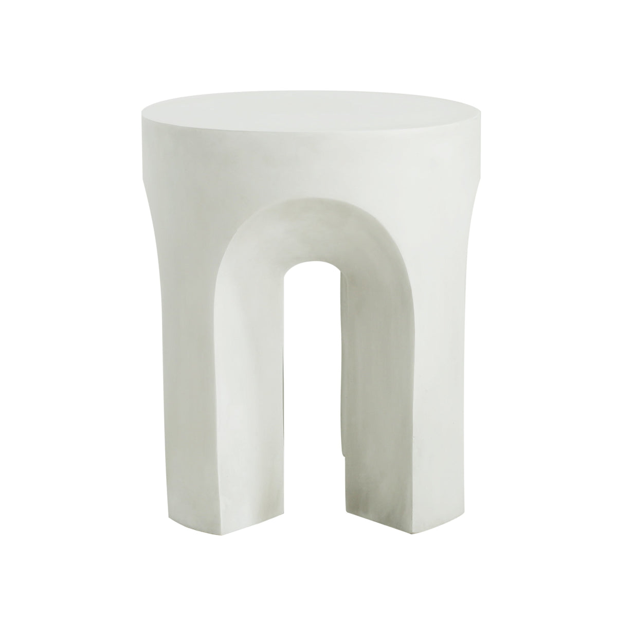 Outdoor Round Top Side Table with Lightweight Concrete Construction - Antique White, photo 9 of 11