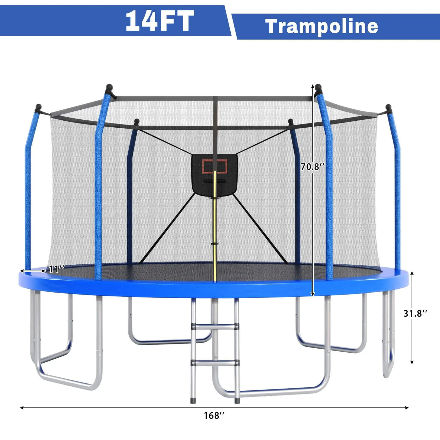Outdoor Trampoline With LED Lights And Basketball Hoop (SAK69305) by SAKSBY WHOLESALE