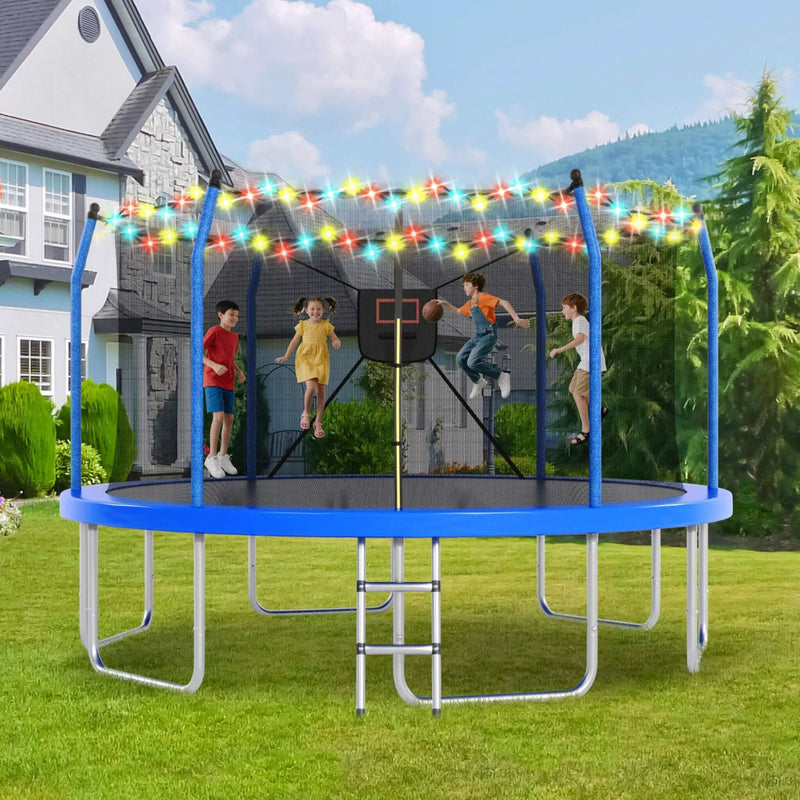 Outdoor Trampoline With LED Lights And Basketball Hoop (SAK69305) by SAKSBY WHOLESALE