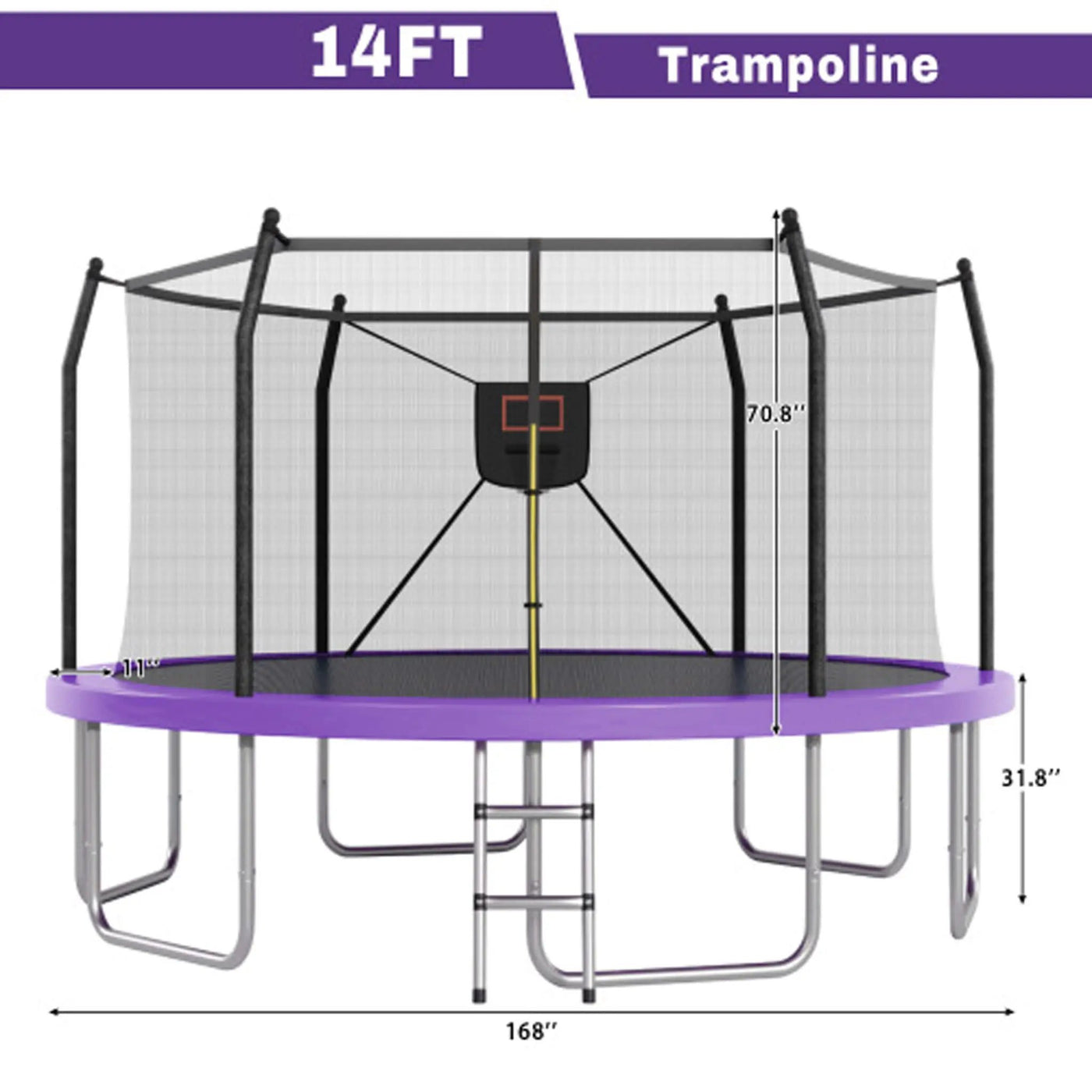 Outdoor Trampoline With LED Lights And Basketball Hoop (SAK69305) by SAKSBY WHOLESALE
