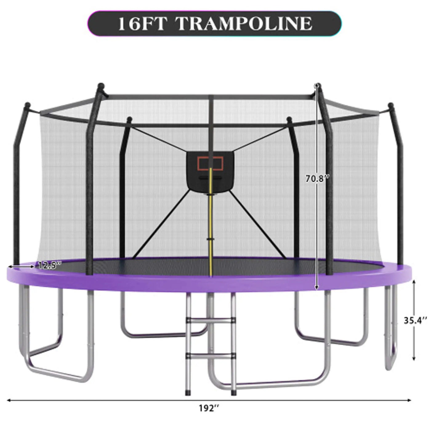 Outdoor Trampoline With LED Lights And Basketball Hoop (SAK69305) by SAKSBY WHOLESALE
