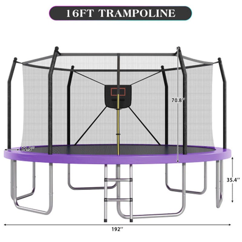 Outdoor Trampoline With LED Lights And Basketball Hoop (SAK69305) by SAKSBY WHOLESALE