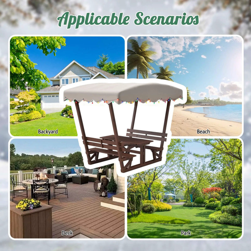 Alora Outdoor Waterproof Wood Picnic Table And Bench Set With Removable Canopy (SAK87135) by SAKSBY WHOLESALE