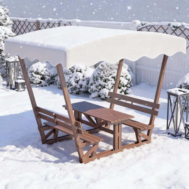 Alora Outdoor Waterproof Wood Picnic Table And Bench Set With Removable Canopy (SAK87135) by SAKSBY WHOLESALE
