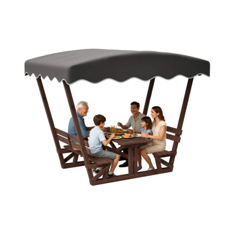 Alora Outdoor Waterproof Wood Picnic Table And Bench Set With Removable Canopy (SAK87135) by SAKSBY WHOLESALE