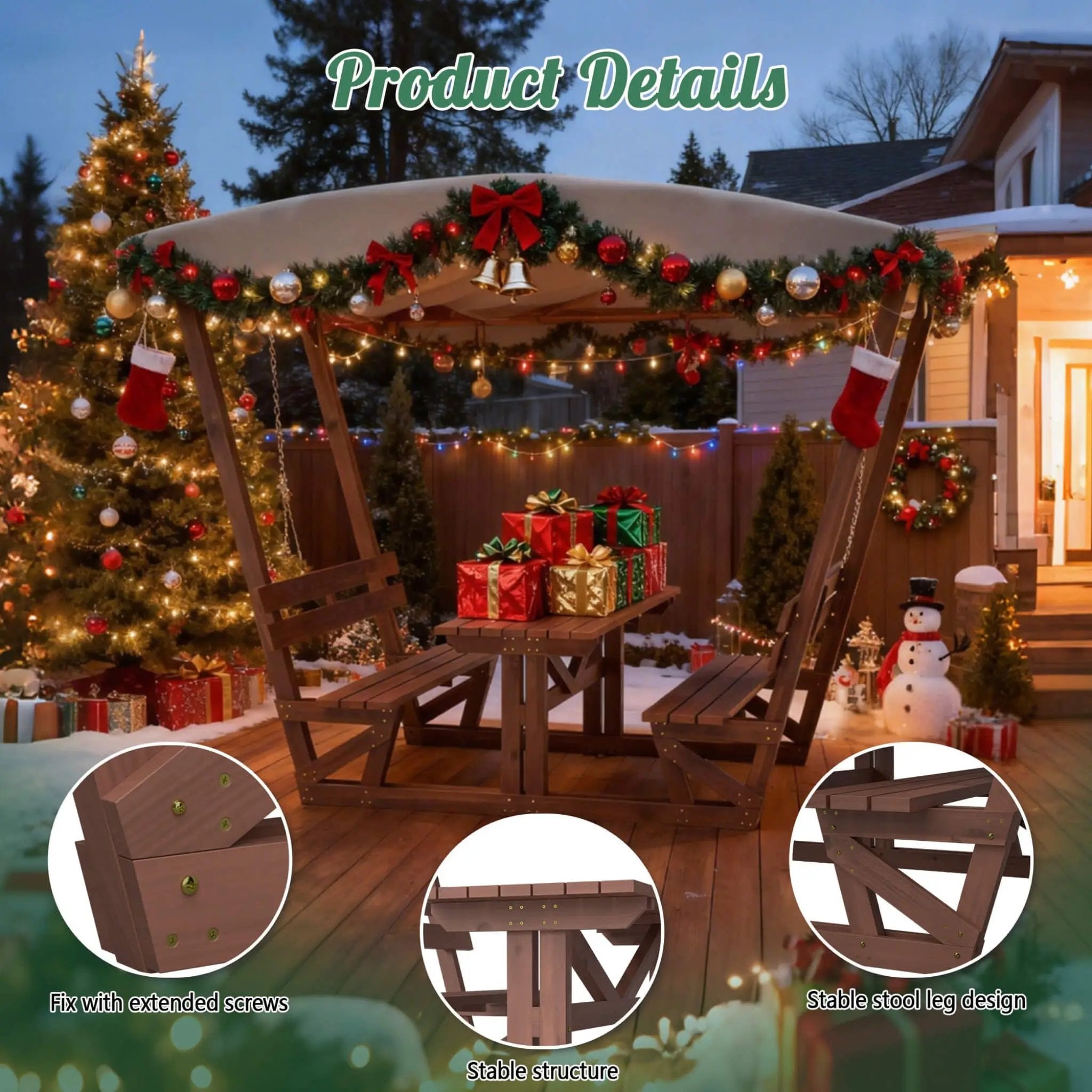 Alora Outdoor Waterproof Wood Picnic Table And Bench Set With Removable Canopy (SAK87135) by SAKSBY WHOLESALE