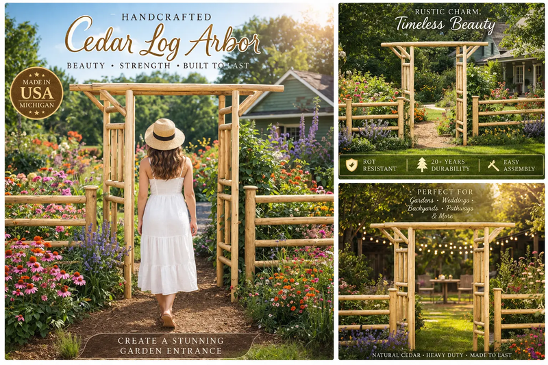Outdoor Wooden Arbor by Cedar Creek Rustic Furniture