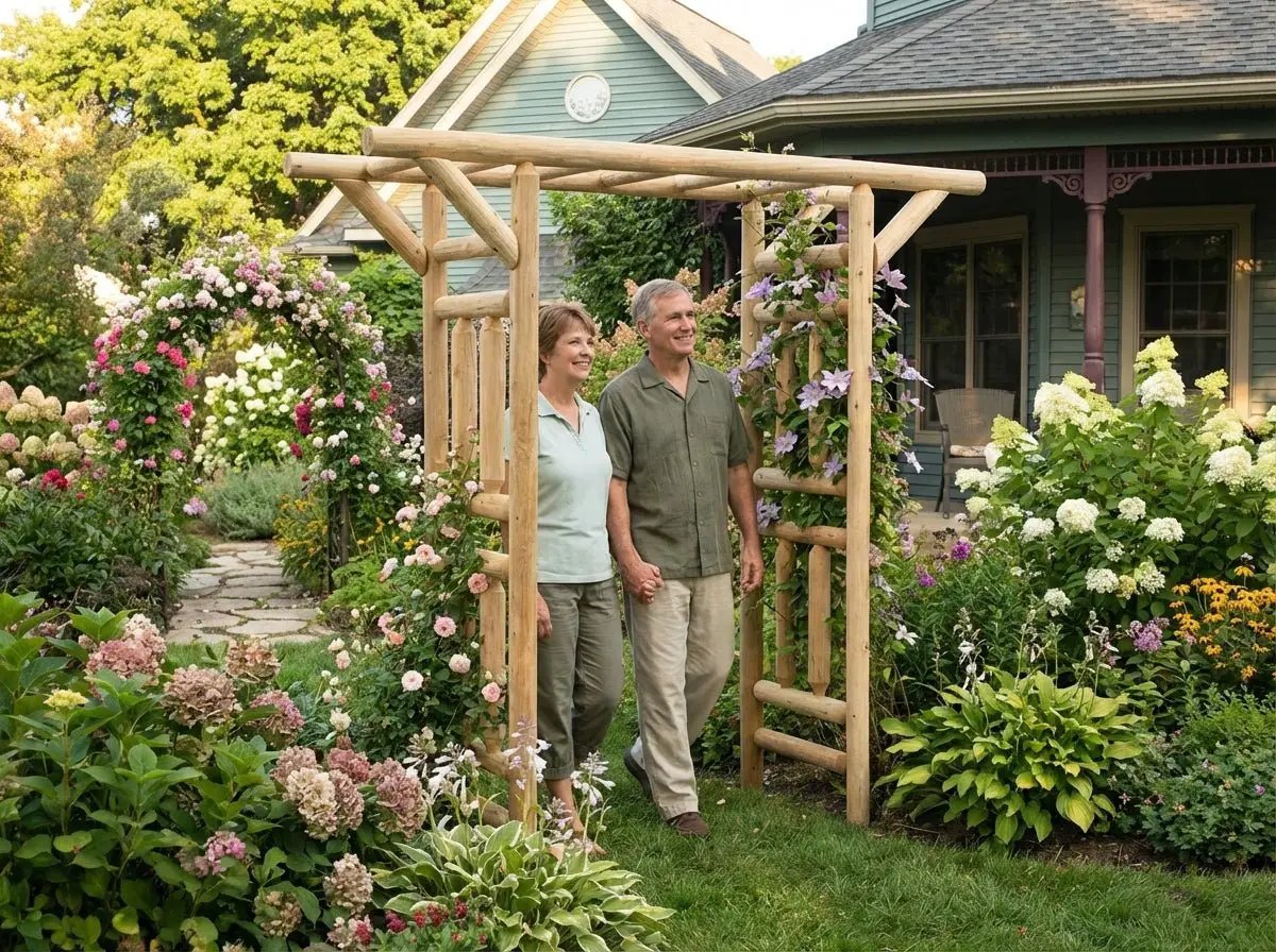 Outdoor Wooden Arbor by Cedar Creek Rustic Furniture