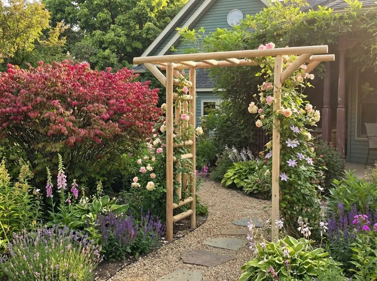 Outdoor Wooden Arbor by Cedar Creek Rustic Furniture