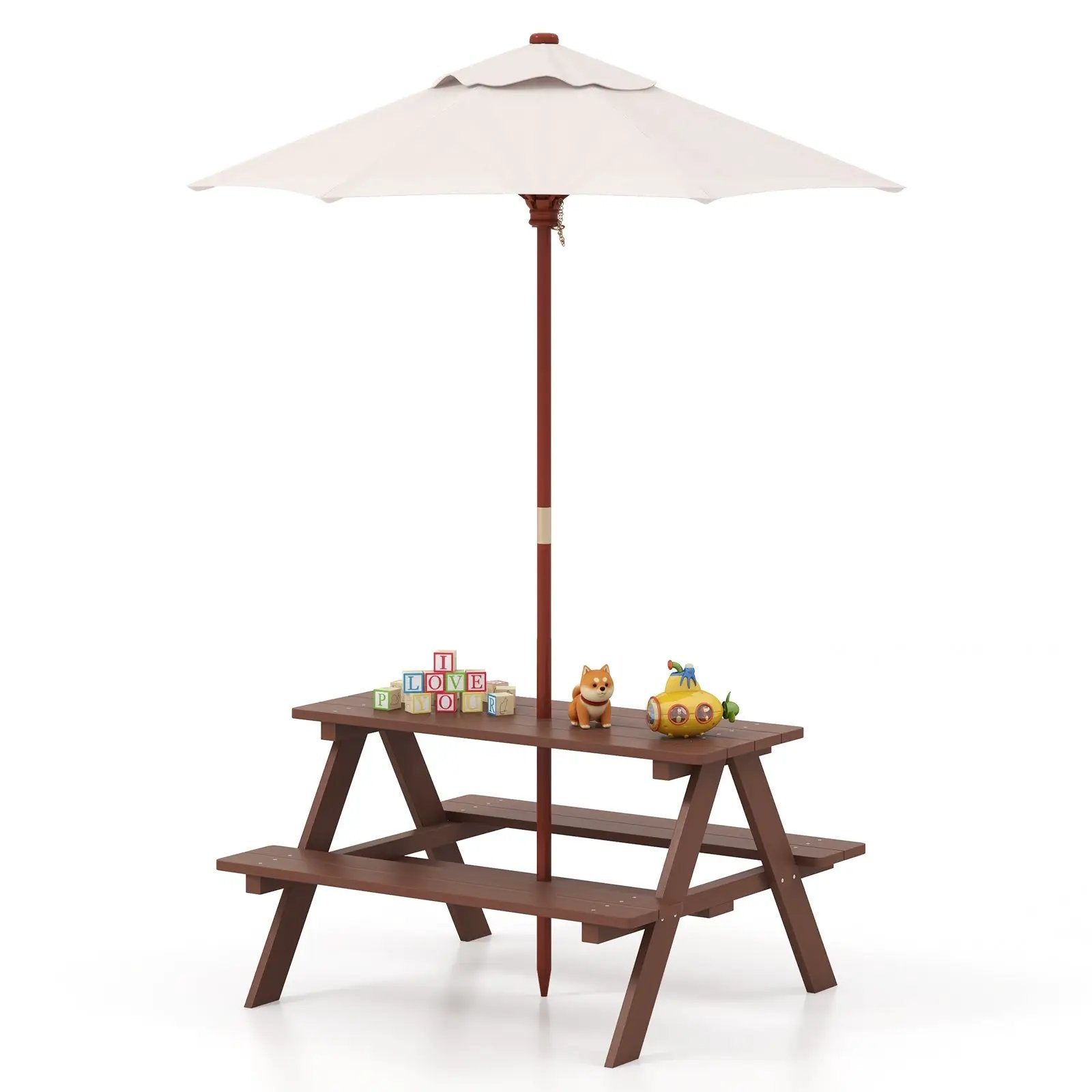 4 Seat Kids Picnic Table with Umbrella by DirectDeals