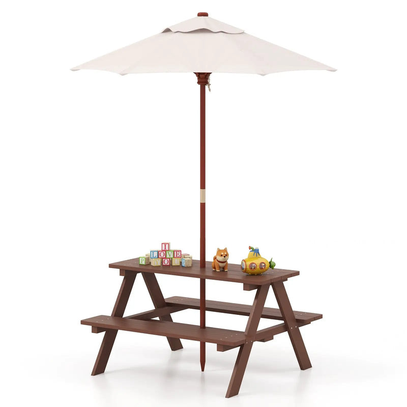 4 Seat Kids Picnic Table with Umbrella by DirectDeals