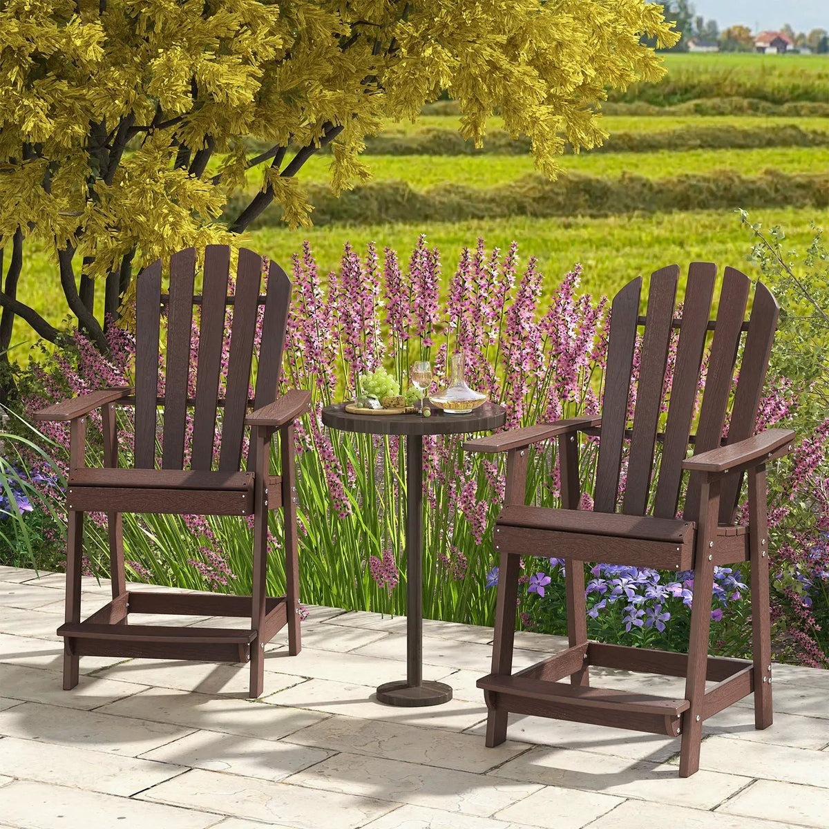 HDPE Patio Chair with Armrest and Footrest for Indoor Outdoor by DirectDeals