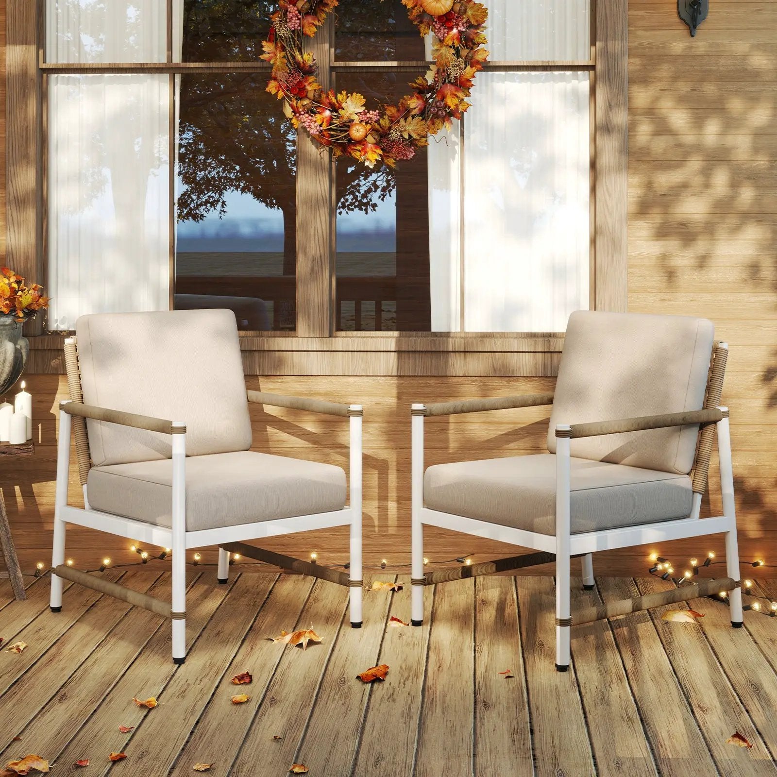 2 Packs Patio Aluminum Sofa with Wicker Backrest and Armrests by DirectDeals