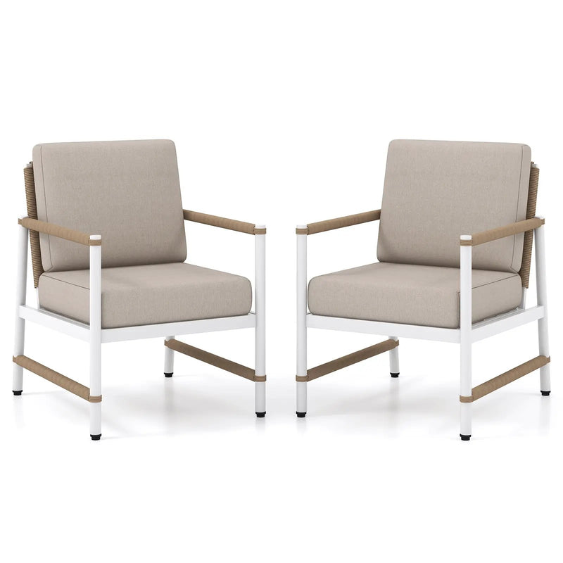 2 Packs Patio Aluminum Sofa with Wicker Backrest and Armrests by DirectDeals