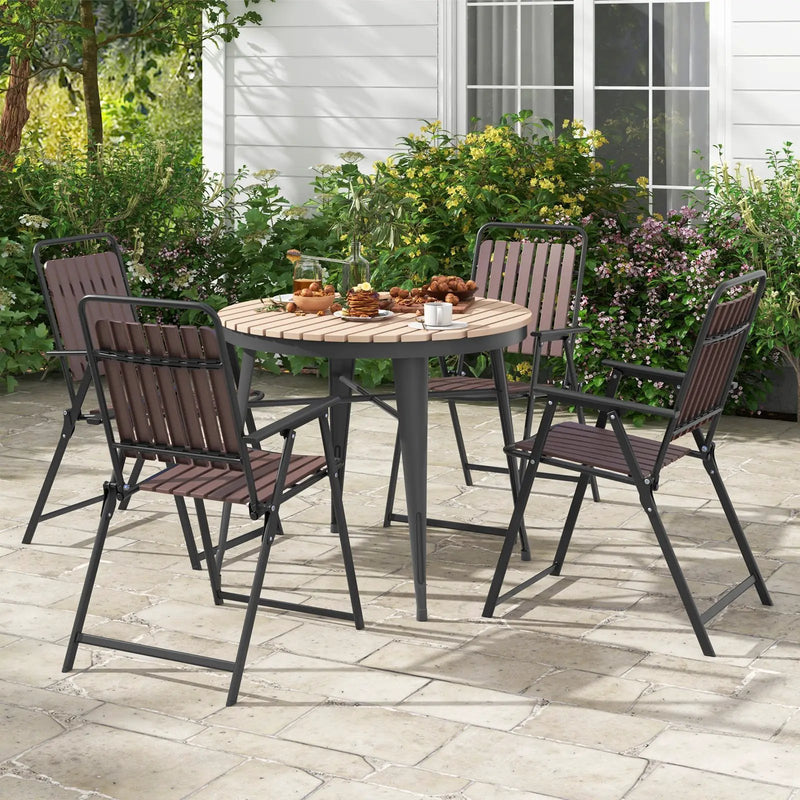 Folding Patio Dining Chairs Set of 4 - Heavy-Duty Metal Frame by DirectDeals