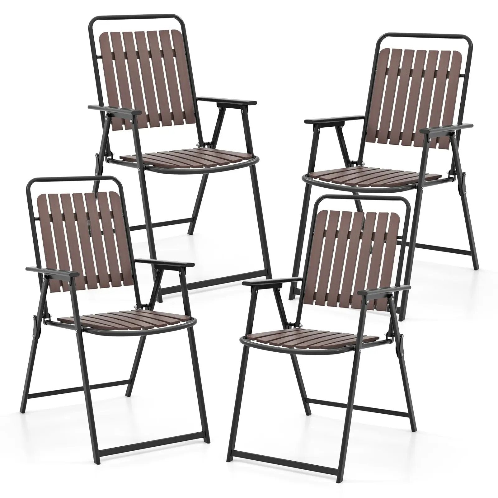 Folding Patio Dining Chairs Set of 4 - Heavy-Duty Metal Frame by DirectDeals