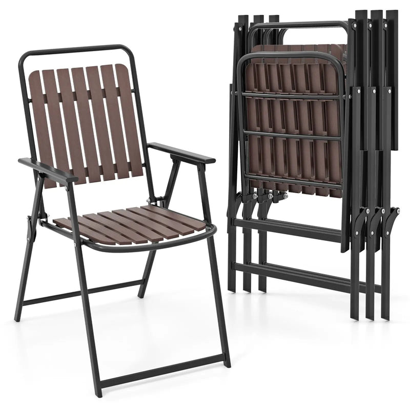 Folding Patio Dining Chairs Set of 4 - Heavy-Duty Metal Frame by DirectDeals