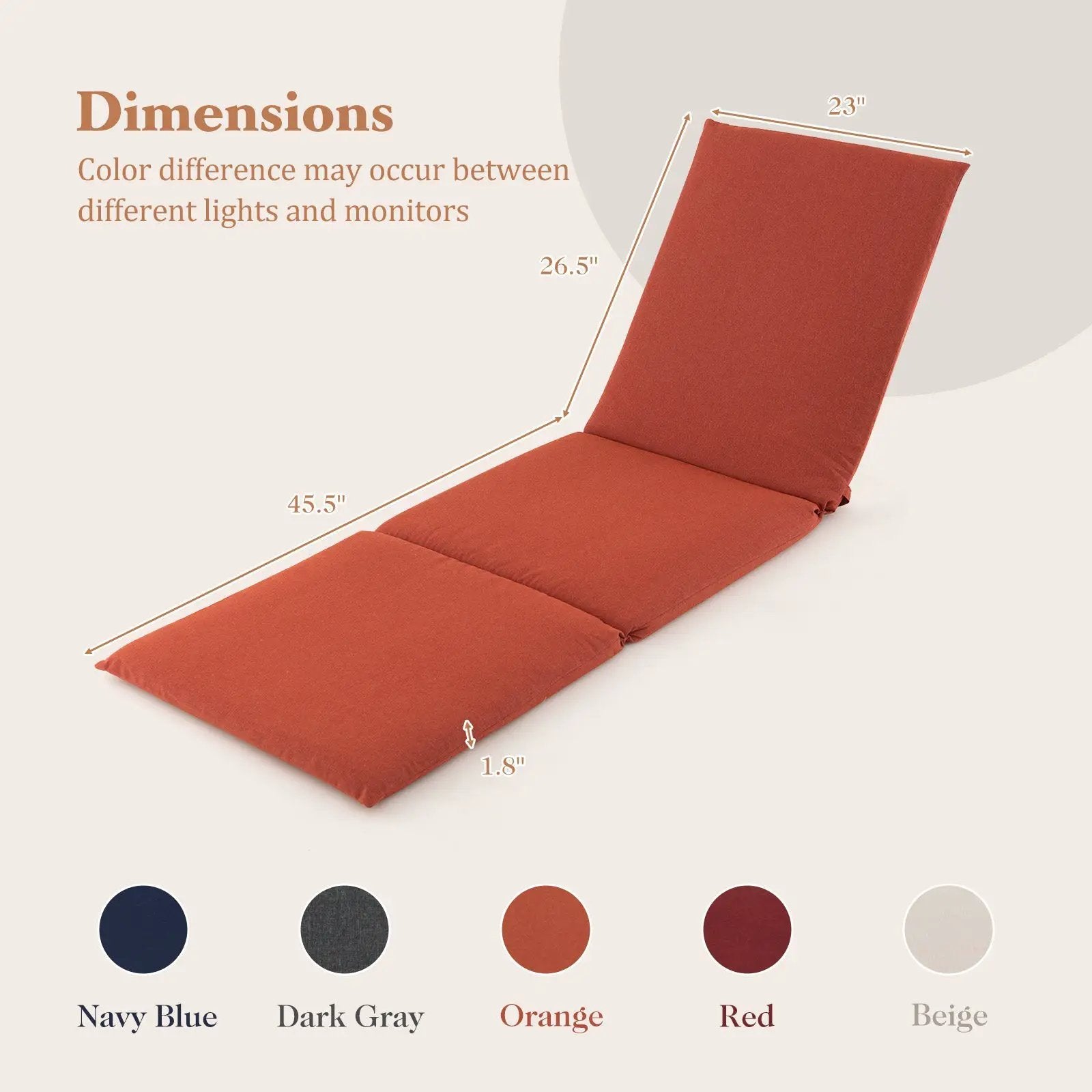 Outdoor Chaise Lounge Cushion Patio Furniture Folding Pad with Fixing Straps by DirectDeals