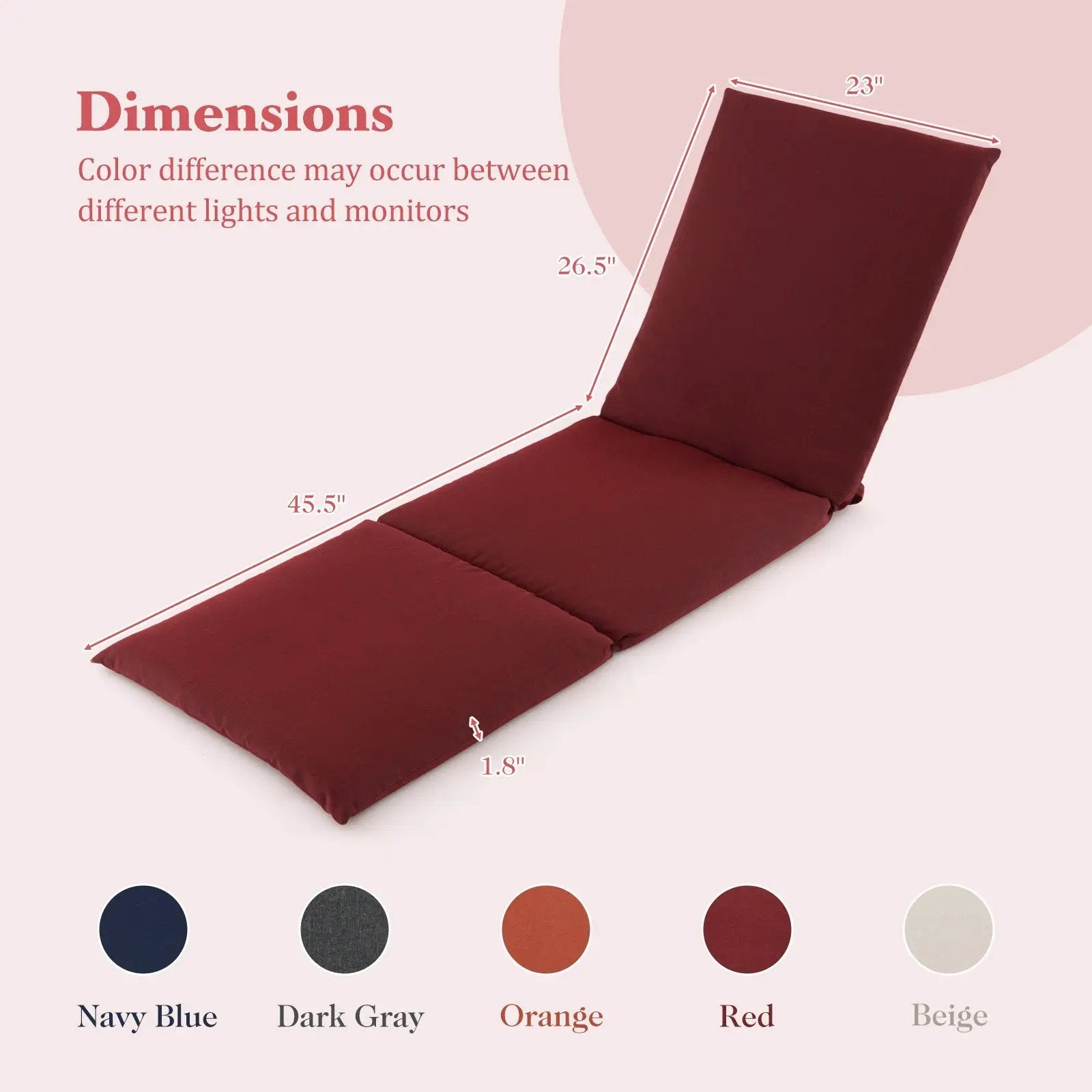 Outdoor Chaise Lounge Cushion Patio Furniture Folding Pad with Fixing Straps by DirectDeals