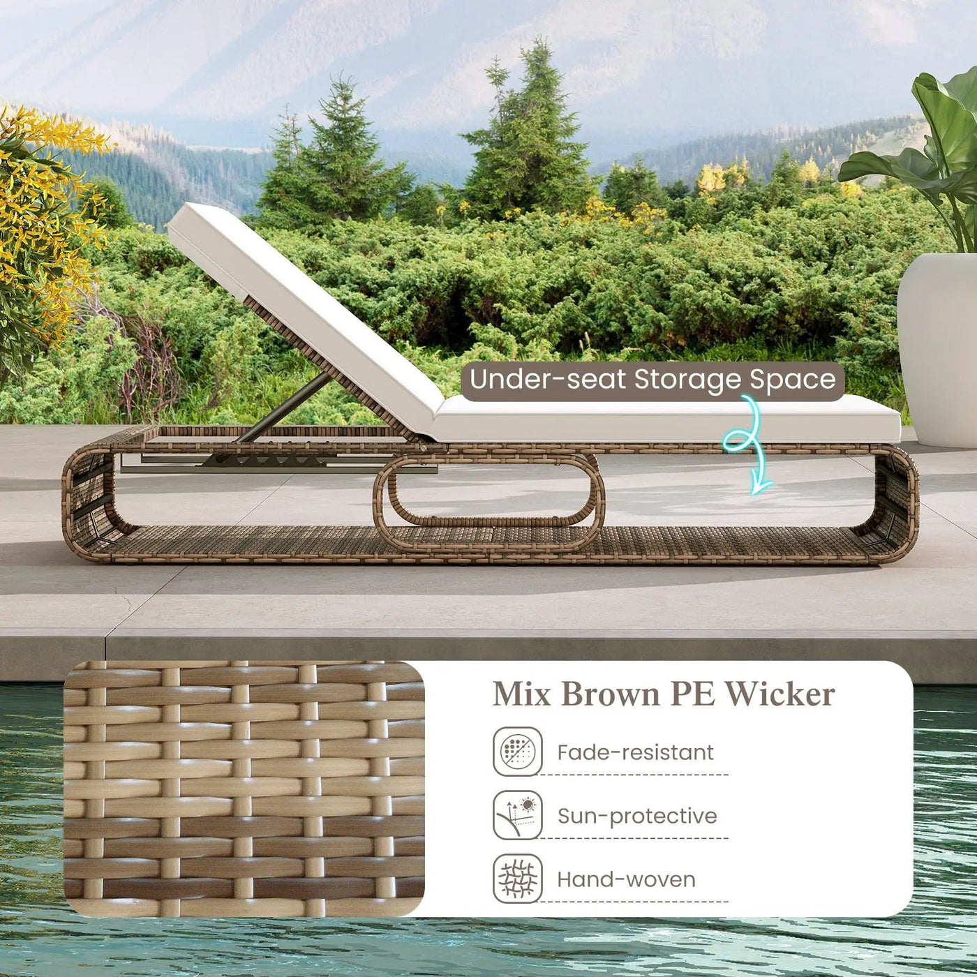 7-Position Adjustable PE Rattan Outdoor Chaise Lounge Chair by DirectDeals