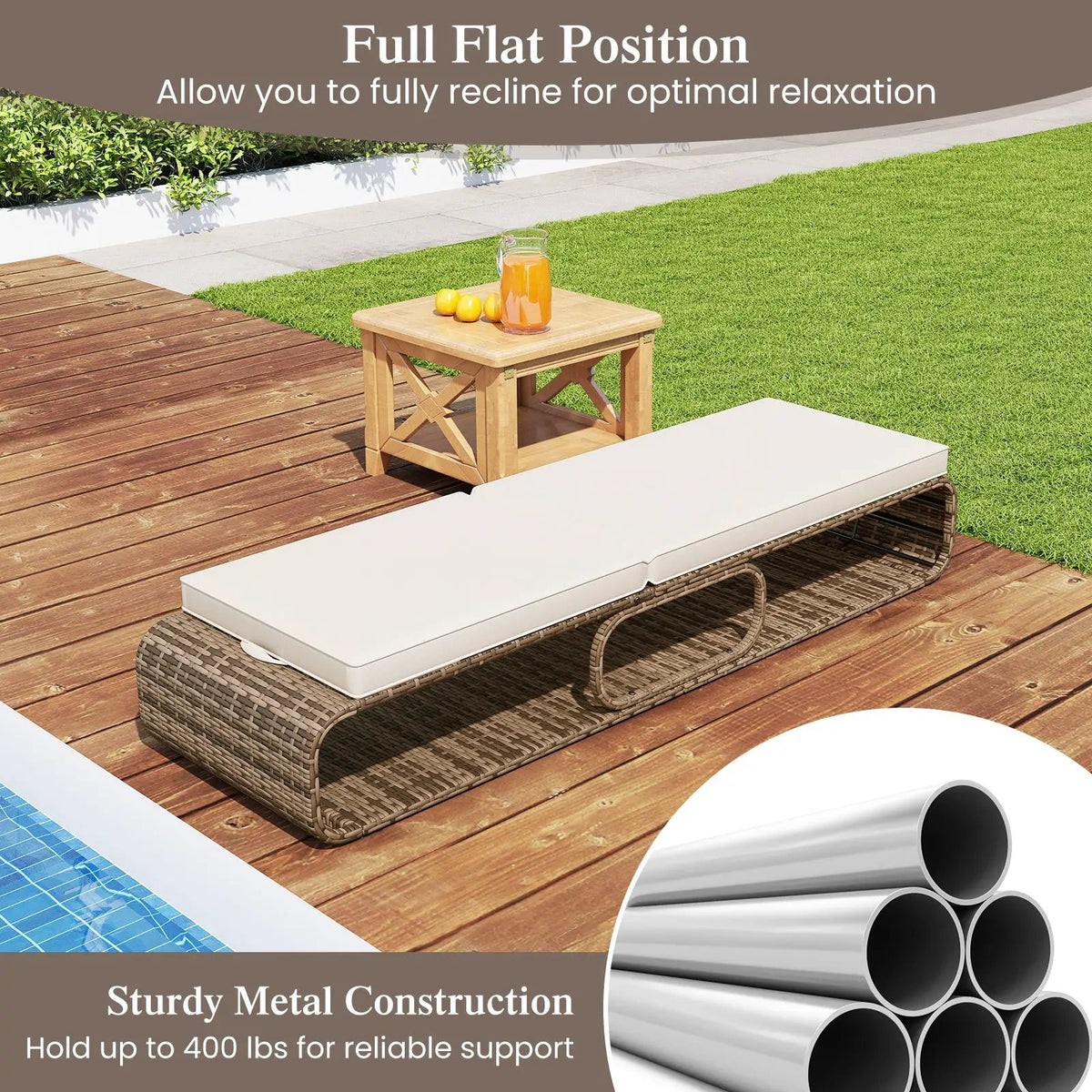 7-Position Adjustable PE Rattan Outdoor Chaise Lounge Chair by DirectDeals