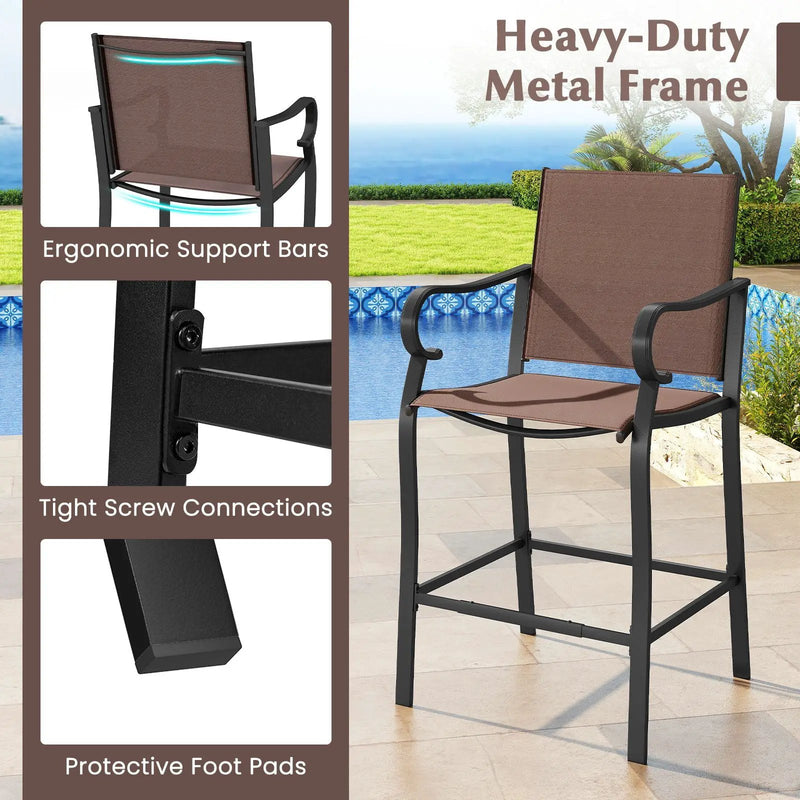 Outdoor Counter Height Bar Stools Set of 4 with Breathable Mesh Fabric by DirectDeals