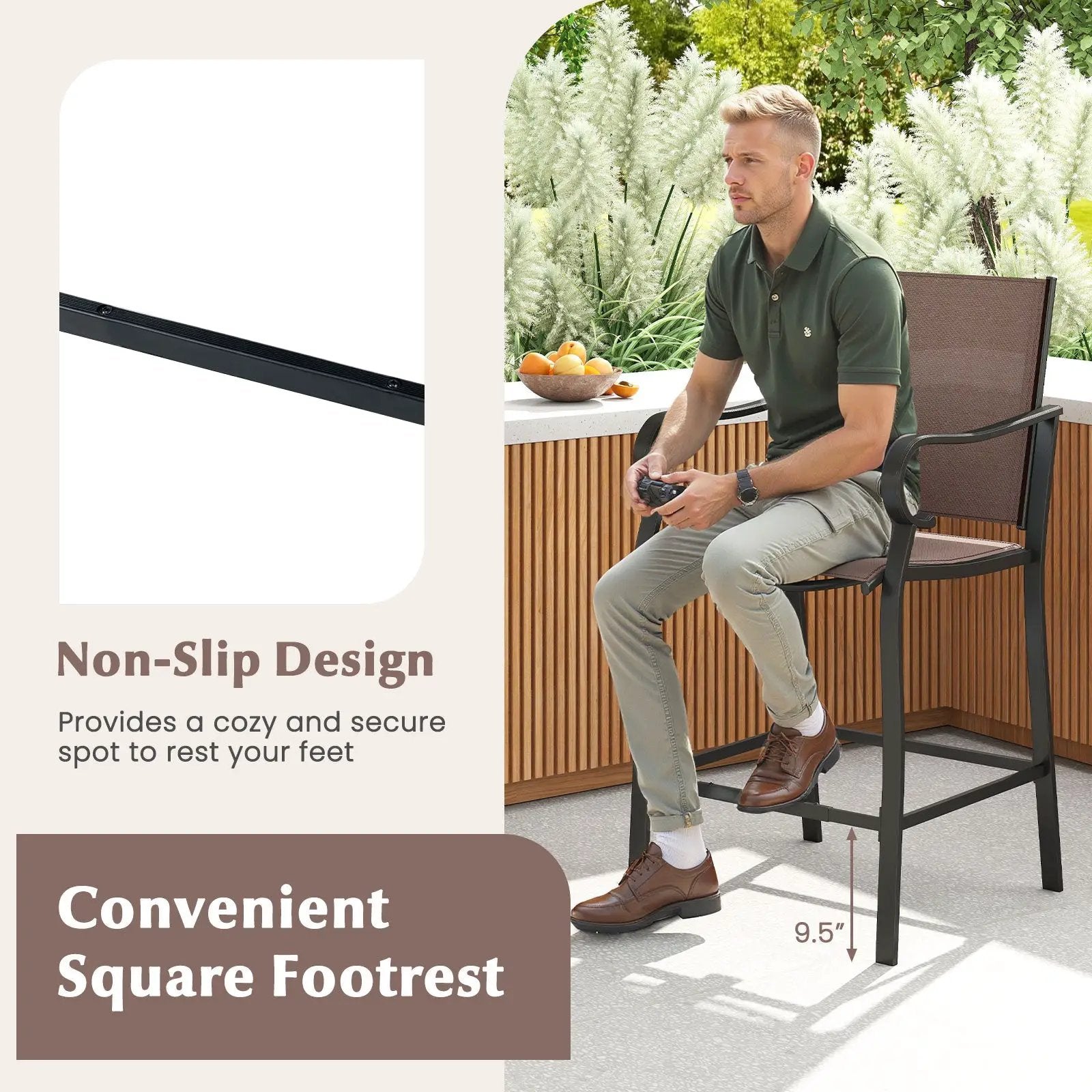 Outdoor Counter Height Bar Stools Set of 4 with Breathable Mesh Fabric by DirectDeals