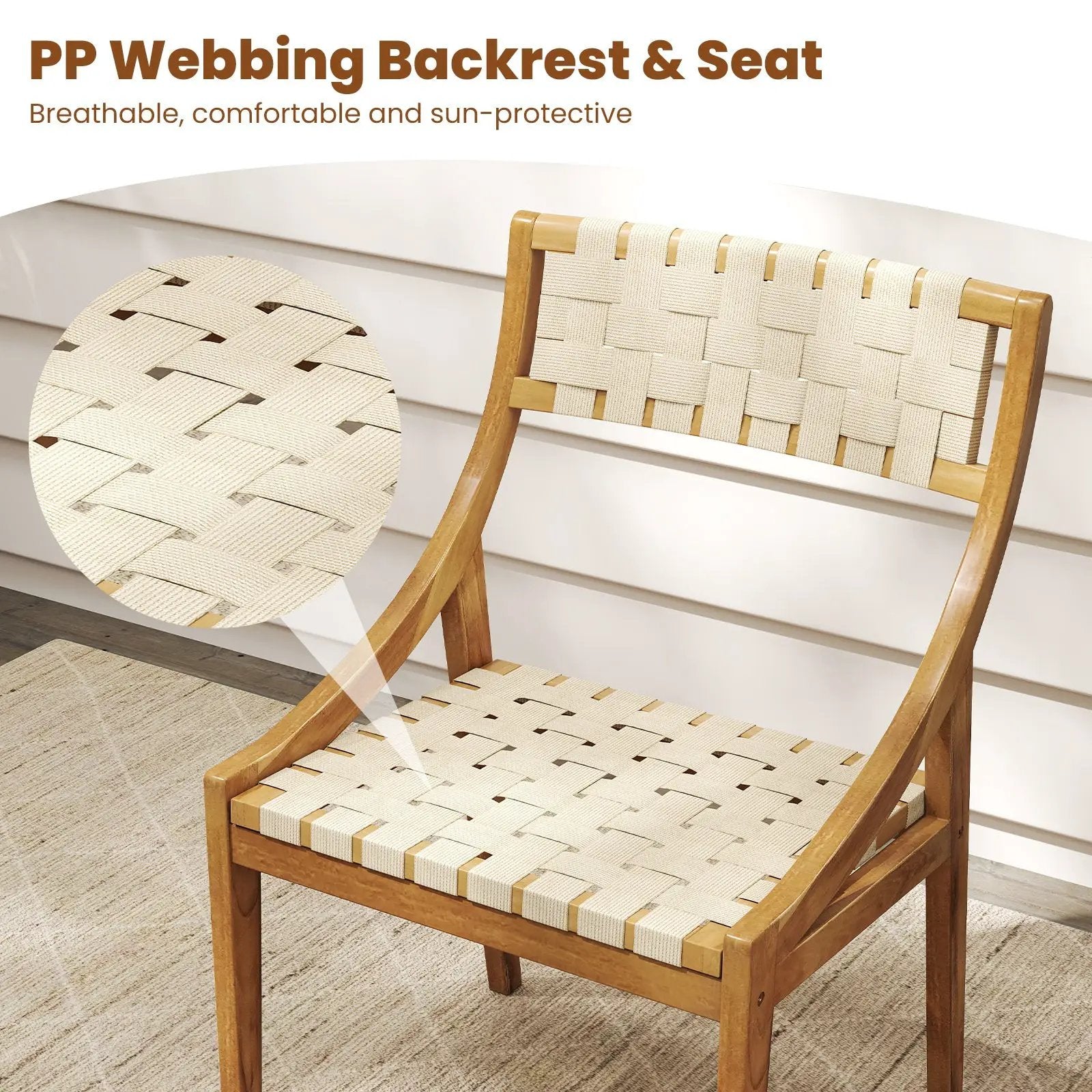 Teak Wood Outdoor Dining Chair with Webbing Seat by DirectDeals