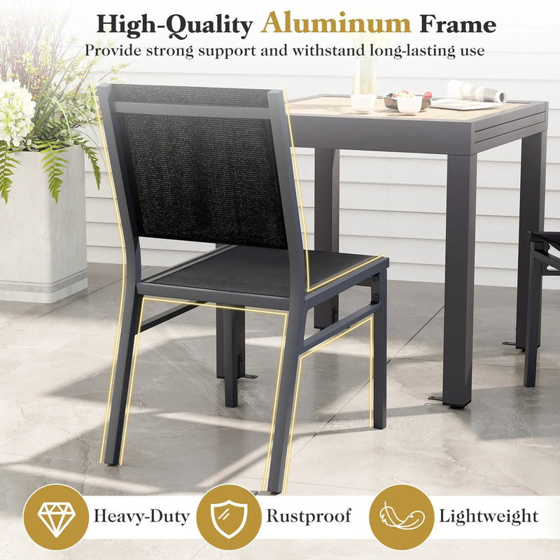 Outdoor Dining Chairs with Breathable Seat and Backrest for Backyard Porch Poolside by DirectDeals