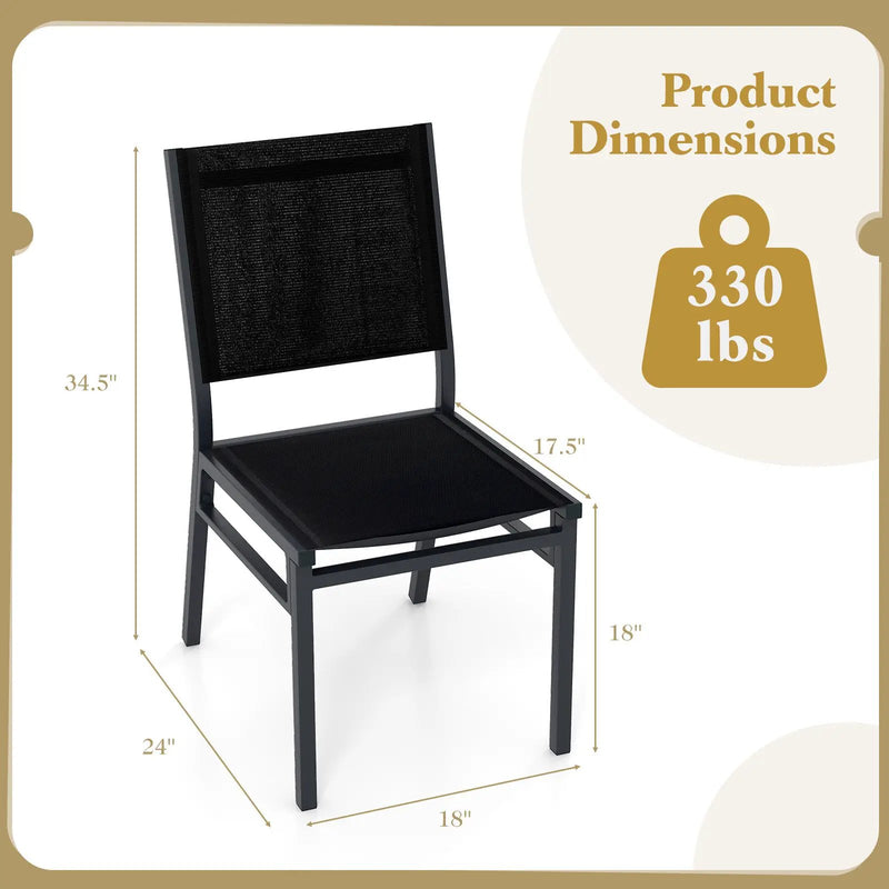 Outdoor Dining Chairs with Breathable Seat and Backrest for Backyard Porch Poolside by DirectDeals