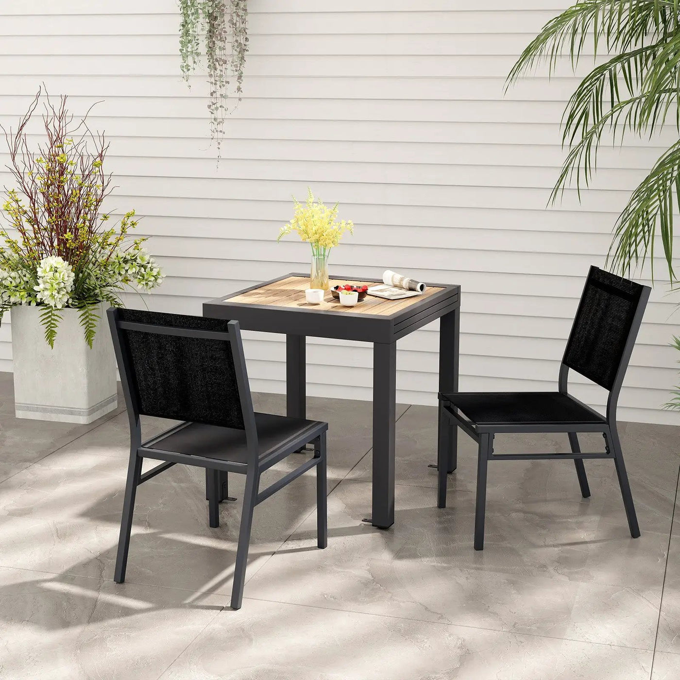 Outdoor Dining Chairs with Breathable Seat and Backrest for Backyard Porch Poolside by DirectDeals