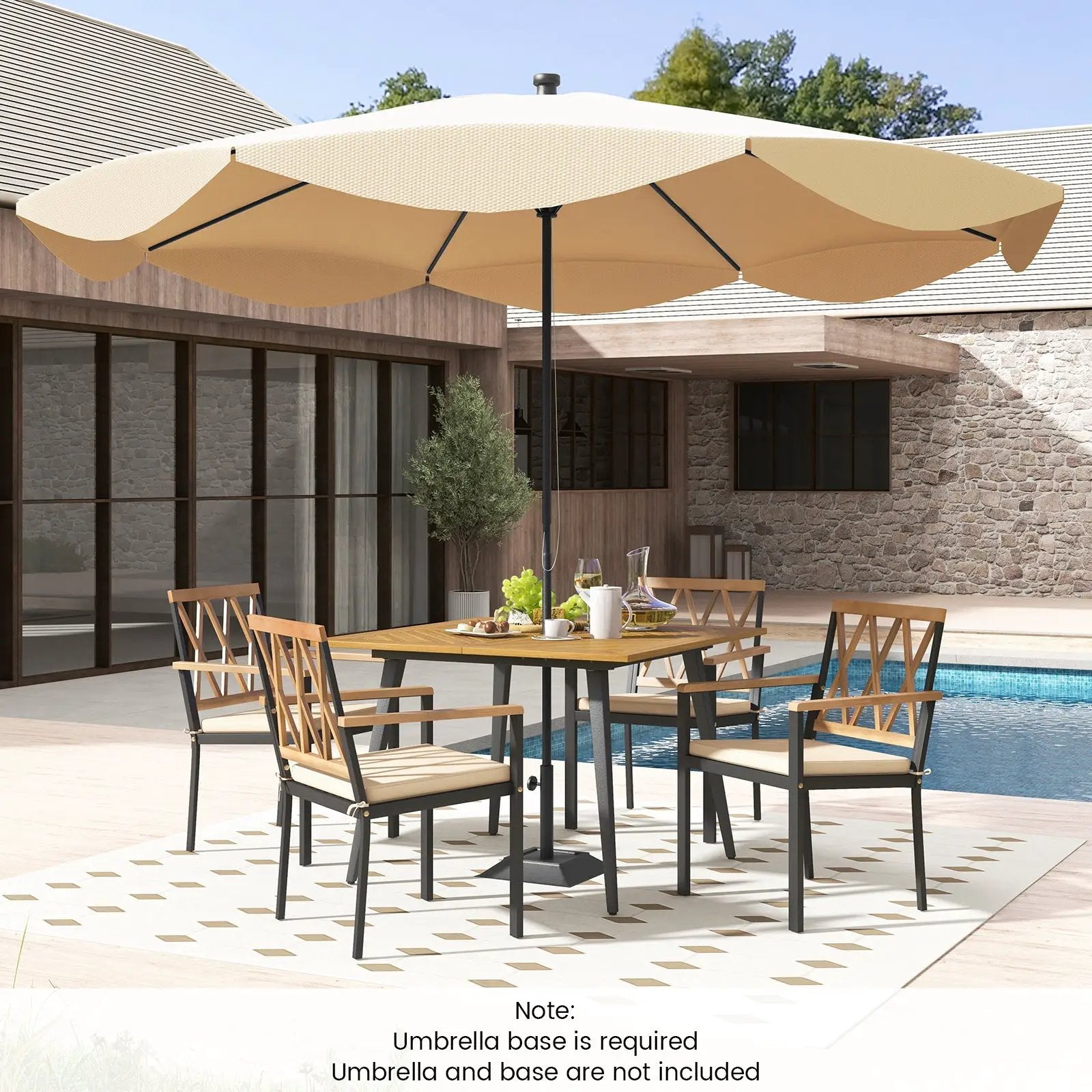 Outdoor Dining Table and Chairs with Cushions and 1.9 inches Umbrella Hole by DirectDeals