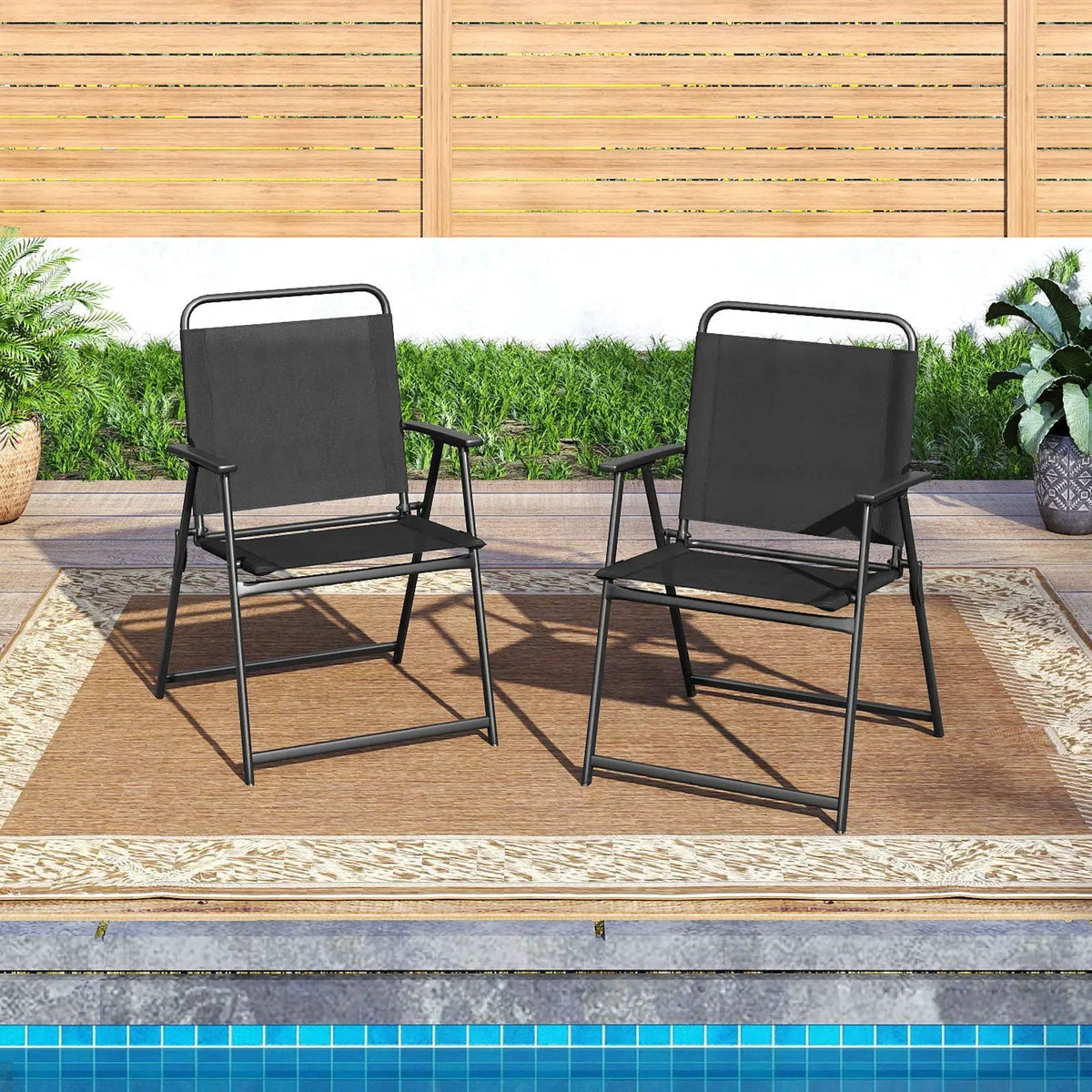 Set of 2/4/6 Outdoor Folding Chairs with Breathable Seat by DirectDeals