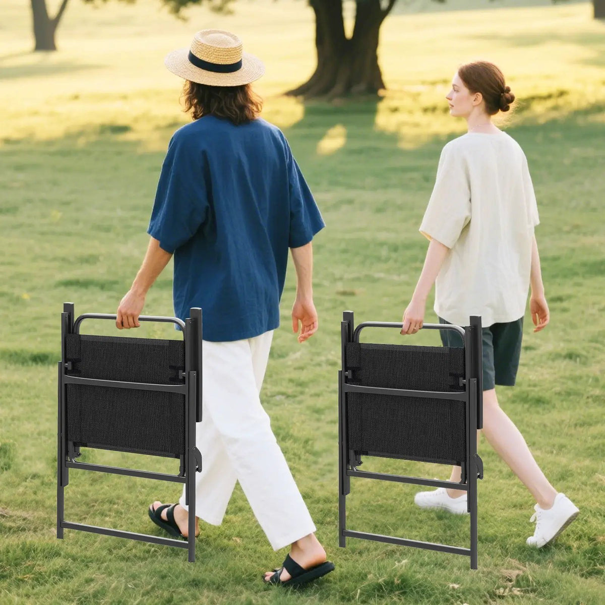 Set of 2/4/6 Outdoor Folding Chairs with Breathable Seat by DirectDeals