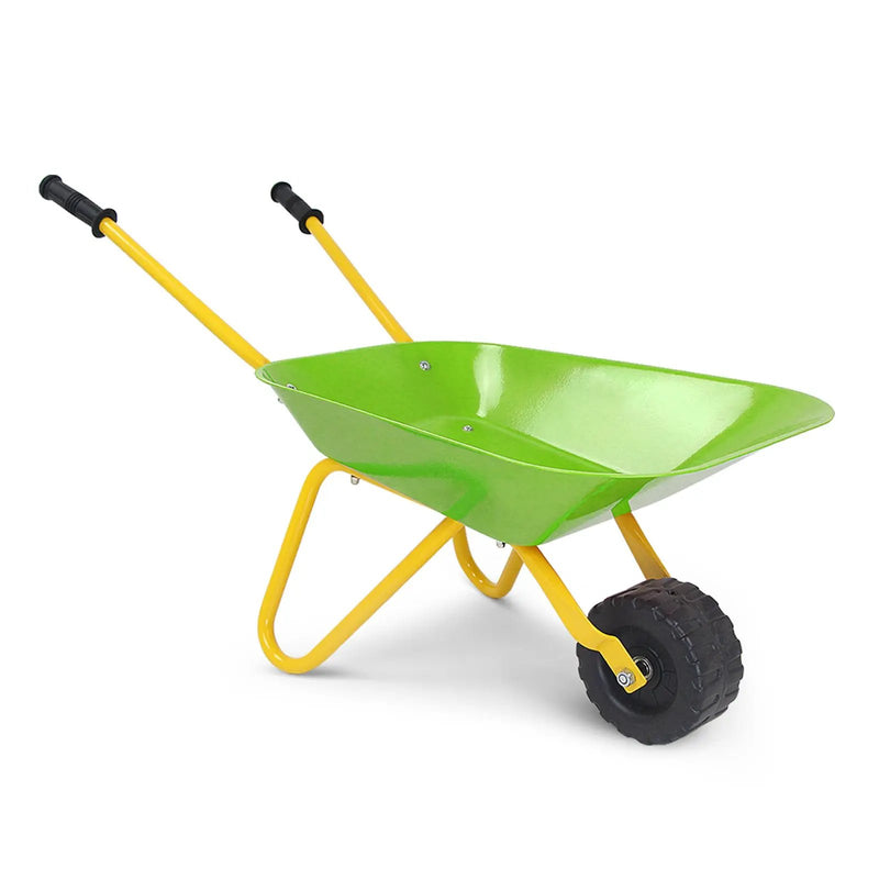Outdoor Garden Backyard Play Toy Kids Metal Wheelbarrow-Light Green by DirectDeals