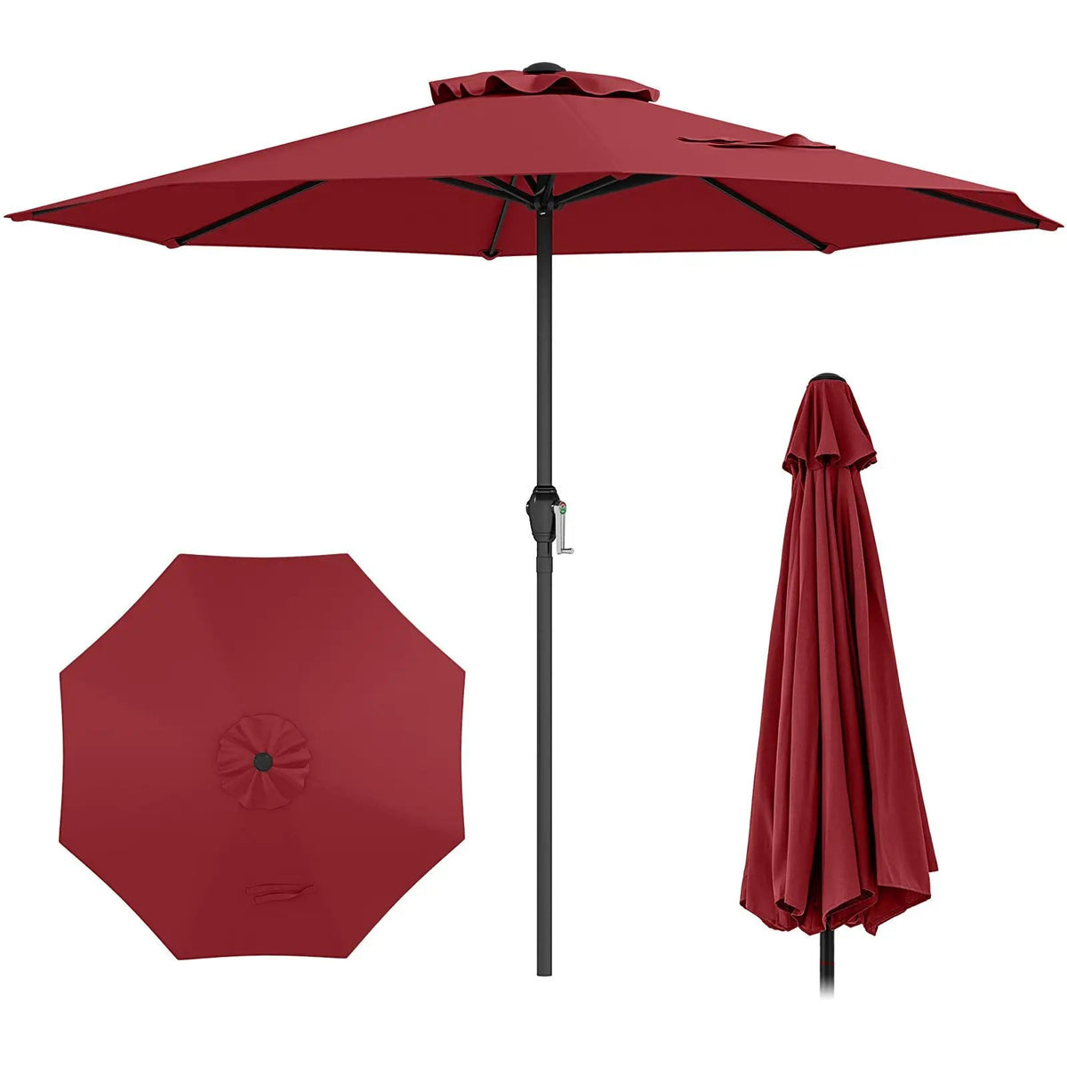 Outdoor Heavy Duty Market Umbrella with Crank Handle and 8 Sturdy Ribs by DirectDeals