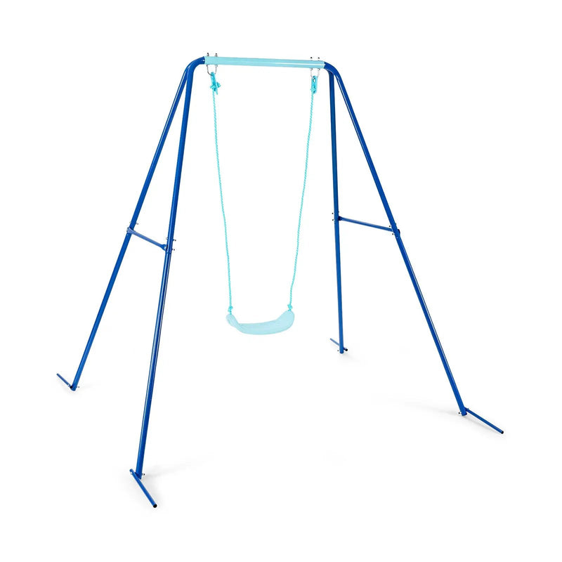 Outdoor Kids Swing Set with Heavy-Duty Metal A-Frame and Ground Stakes by DirectDeals
