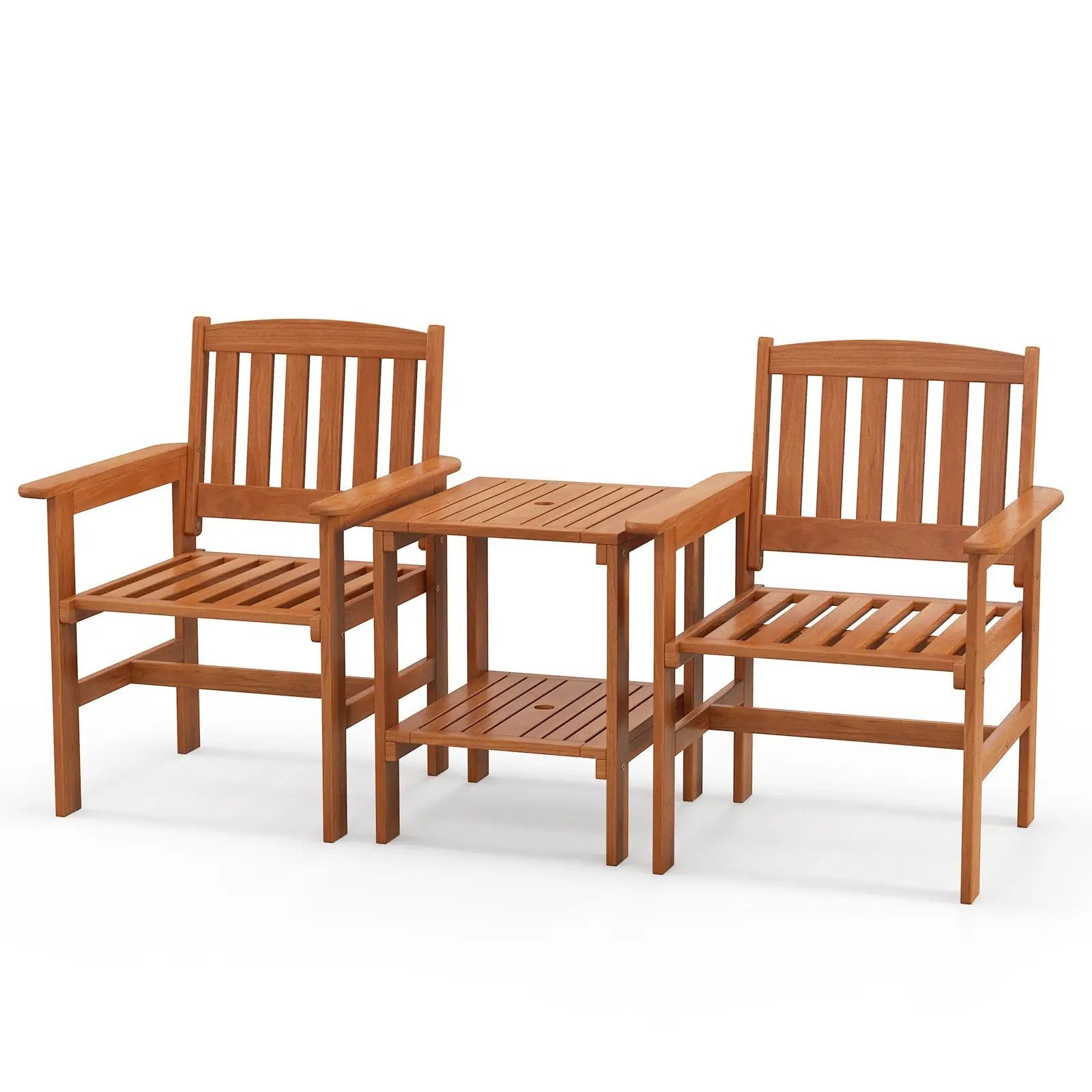 3 Piece Patio Bistro Table and Chairs Set with Umbrella Hole by DirectDeals