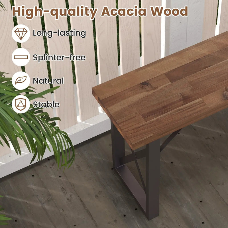 Outdoor Picnic Bench Set Solid Acacia Wood Patio Rectangular Benches by DirectDeals