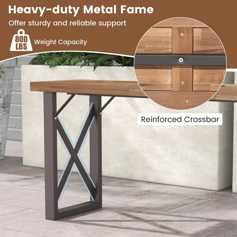 Outdoor Picnic Bench Set Solid Acacia Wood Patio Rectangular Benches by DirectDeals