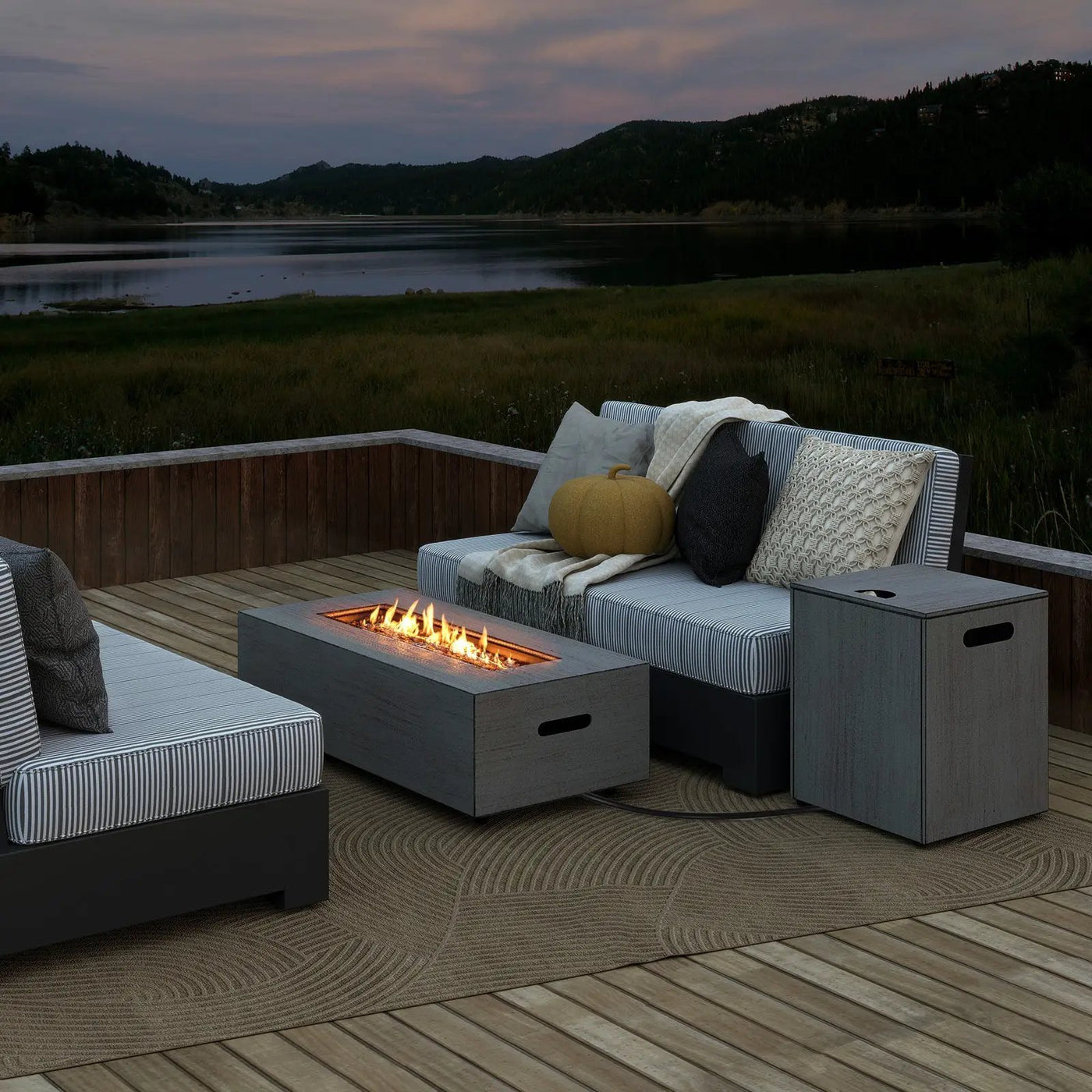 42 Inch 50 000 BTU Outdoor Rectangular Fire Table with Tank Holder by DirectDeals