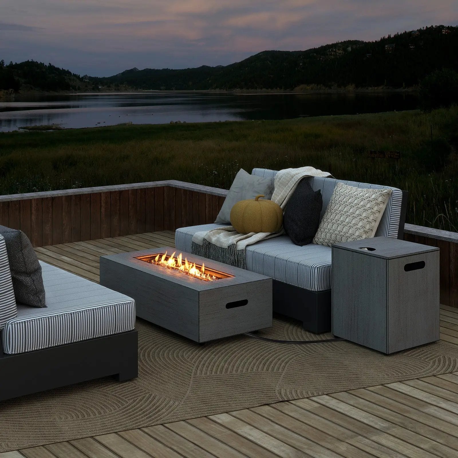 42 Inch 50 000 BTU Outdoor Rectangular Fire Table with Tank Holder by DirectDeals