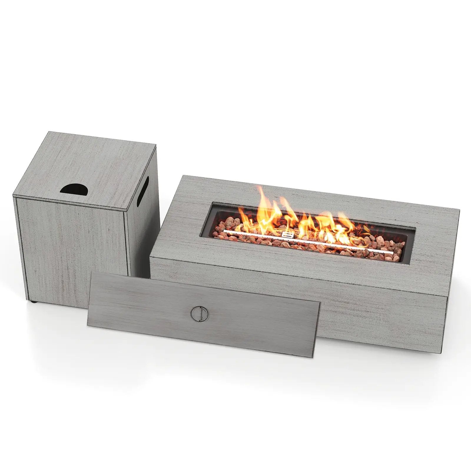 42 Inch 50 000 BTU Outdoor Rectangular Fire Table with Tank Holder by DirectDeals