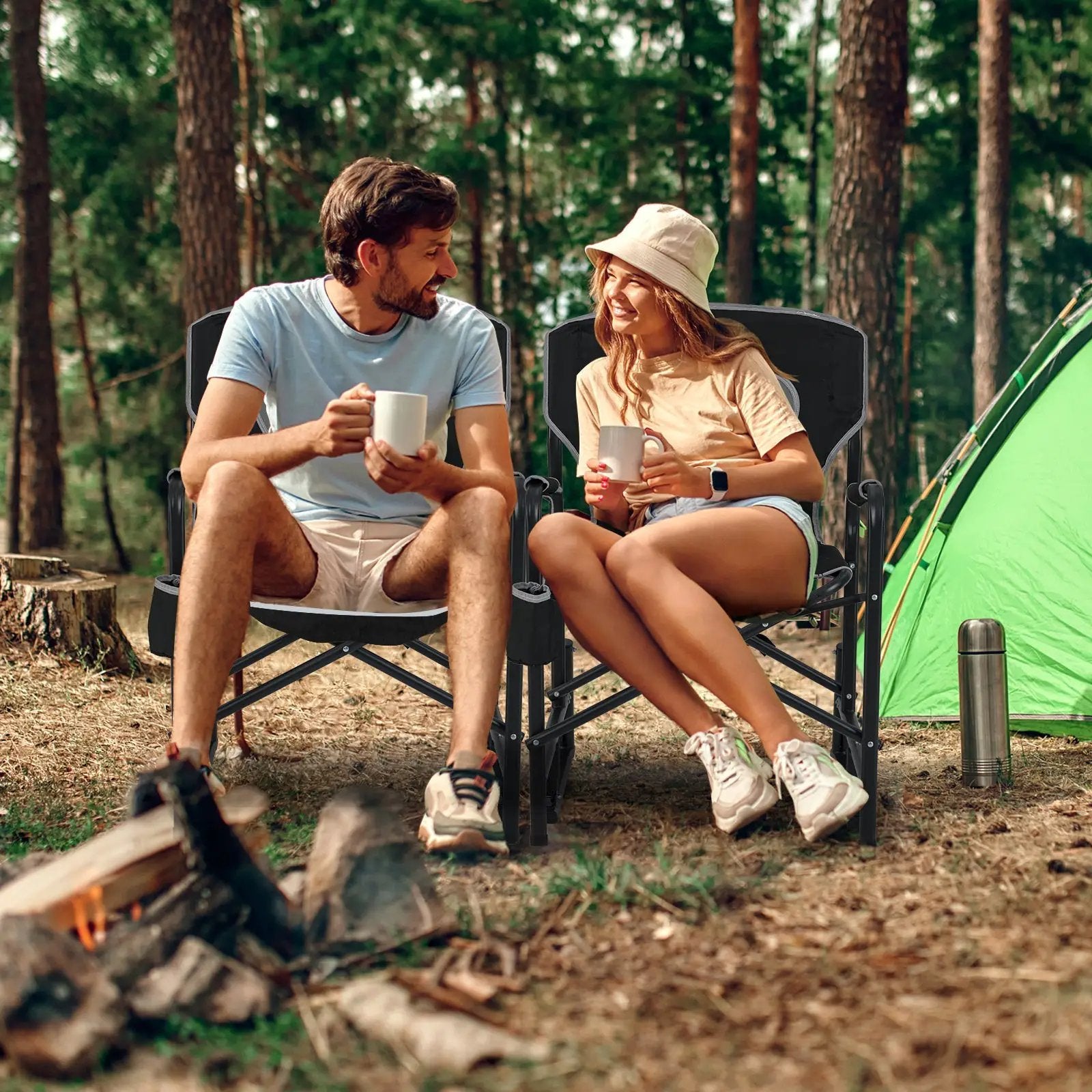 Outdoor Rocker Camping Chair with Dual Springs and Padded Back by DirectDeals