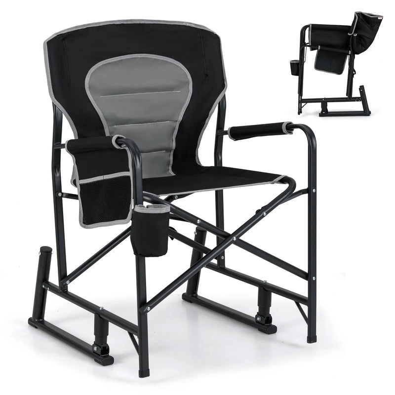Outdoor Rocker Camping Chair with Dual Springs and Padded Back by DirectDeals