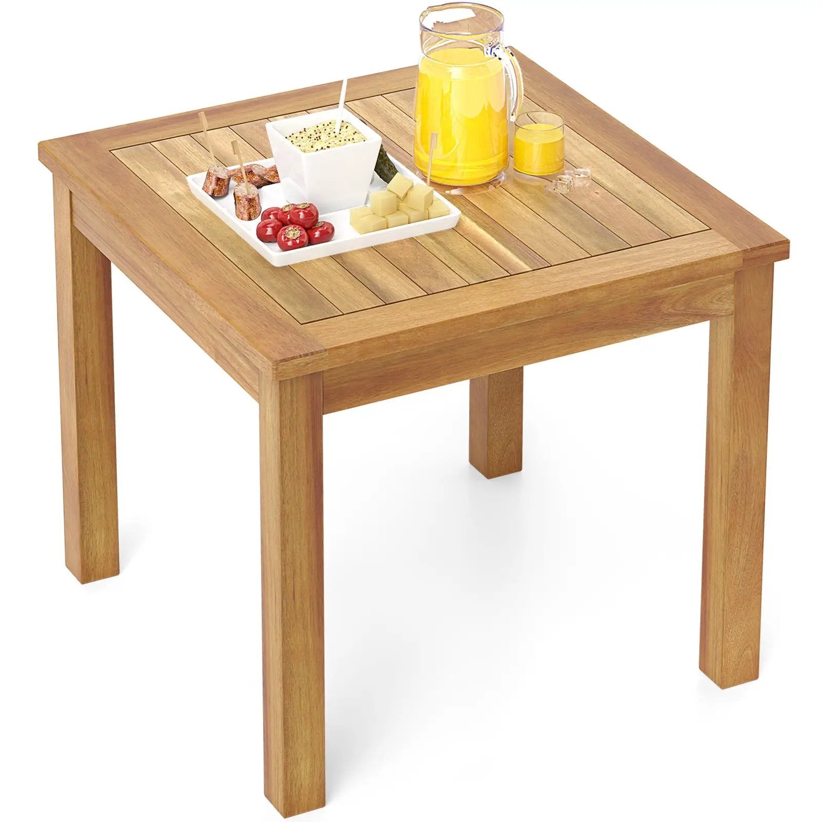 Outdoor Side Table Teak Wood End Table Square Patio Snack Coffee Table by DirectDeals